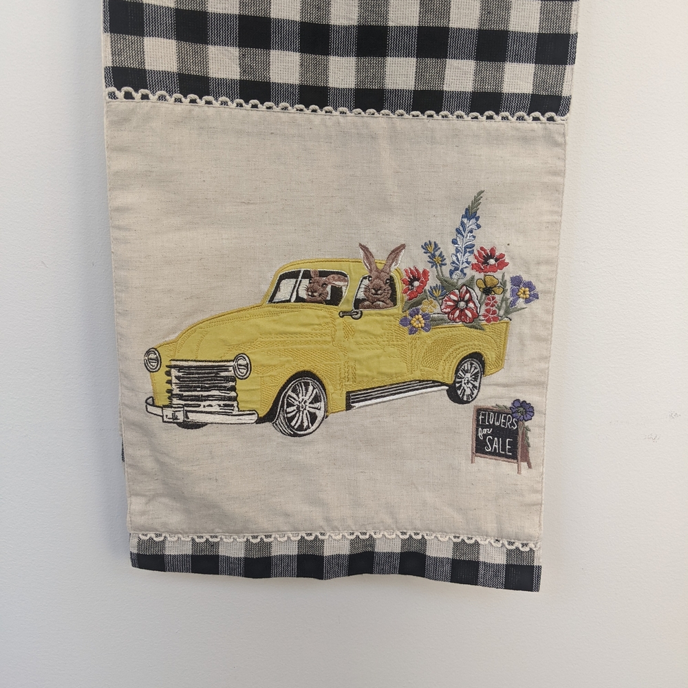 Pier 1 Imports Yellow Truck Embroidered Table Runner